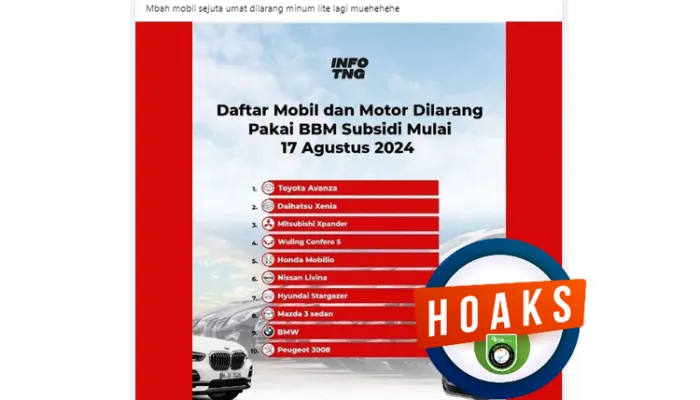 Hoaks Daftar Merek Mobil Dilarang Pakai BBM Bersubsidi: Fakta dan Klarifikasi